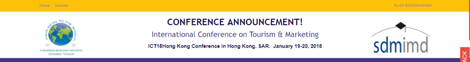 International Conference on Tourism & Marketing Hong Kong: Hong Kong, Hong Kong, 19-20 January 2018