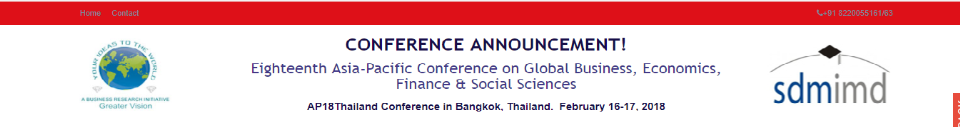 Eighteenth Asia-Pacific Conference on Global Business, Economics, Finance & Social Sciences: Bangkok, Thailand, 16-17 February 2018 Eighteenth Asia-Pacific Conference on Global Business, Economics, Finance & Social Sciences: Bangkok, Thailand, 16-17 February 2018