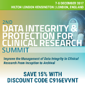 2nd Data Integrity and Protection for Clinical Research Summit: London, England, UK, 7-8 December 2017