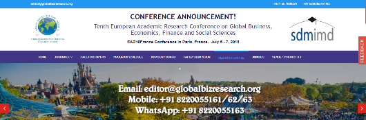 Tenth European Academic Research Conference on Global Business, Economics, Finance and Social Sciences: Paris, France, 5-7 July 2018