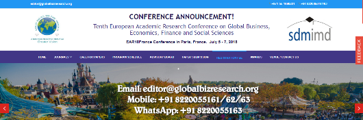 Tenth European Academic Research Conference on Global Business, Economics, Finance and Social Sciences: Paris, France, 5-7 July 2018 Tenth European Academic Research Conference on Global Business, Economics, Finance and Social Sciences: Paris, France, 5-7 July 2018