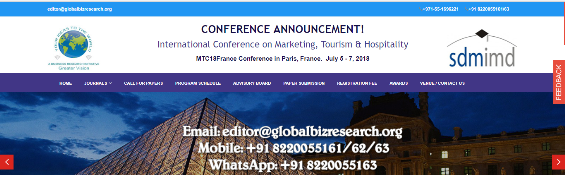 International Conference on Marketing, Tourism & Hospitality-France: Paris, France, 5-7 July 2018