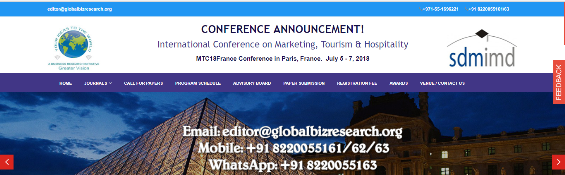 International Conference on Marketing, Tourism & Hospitality-France: Paris, France, 5-7 July 2018 International Conference on Marketing, Tourism & Hospitality-France: Paris, France, 5-7 July 2018