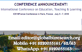 International Conference on Education, Teaching & Learning-France: Paris, France, 5-7 July 2018 International Conference on Education, Teaching & Learning-France: Paris, France, 5-7 July 2018