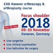 13th Hanover Arthroscopy and Arthroplasty Course: Messe Hannover, NORD/LB forum, 3. Allee 3. Straße Messegelände, Hanover, 30521, Germany, 9-10 November 2018