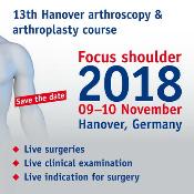 13th Hanover Arthroscopy and Arthroplasty Course: Messe Hannover, NORD/LB forum, 3. Allee 3. Straße Messegelände, Hanover, 30521, Germany, 9-10 November 2018 13th Hanover Arthroscopy and Arthroplasty Course: Messe Hannover, NORD/LB forum, 3. Allee 3. Straße Messegelände, Hanover, 30521, Germany, 9-10 November 2018
